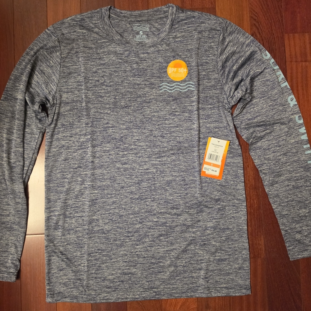 Men's Surf And Swim Co Heather Navy UPF 50+ Long Sleeve Performance Shirt